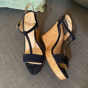 Navy Blue Strappy Wedges